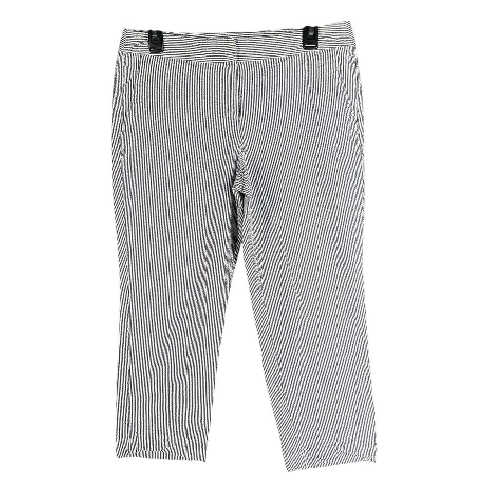 British khaki Pants Womens 10 Ankle Seersucker Chino‎ Striped Business Casual
